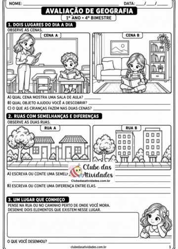 Avaliação de Geografia – 1º Ano | 4º Bimestre